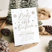 ベージュの雪の結晶 赤ちゃん 寒いよ 外 赤ちゃんのシャワー 招待状