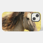 ベージュの馬のプロフィール iPhoneケース (裏面横)