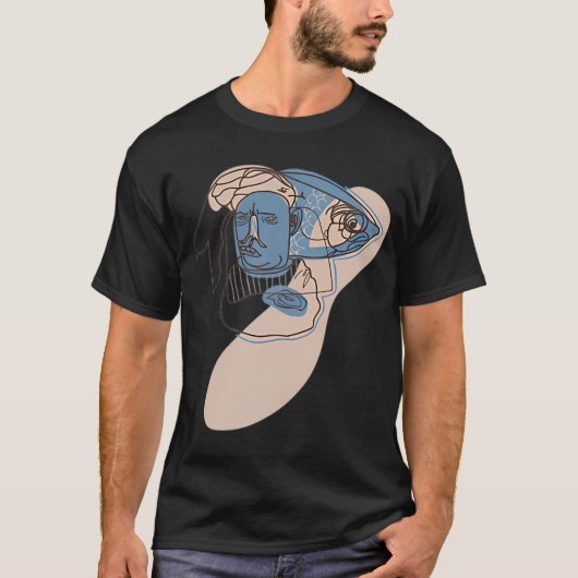 ベージュの魚の人 Tシャツ (正面)