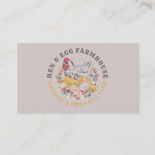 ベージュの鶏の卵のファームハウス 名刺 (正面)