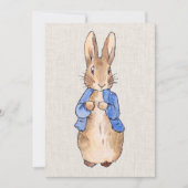 ベージュの麻の背景のピーター 招待状 (正面)