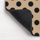 ベージュの黒水玉模様 マウスパッド (コーナー)