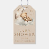 ベージュの かわいい テディベア ニュートラル ベビーシャワー ギフトタグ (裏面)