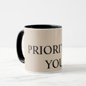 ベージュのMinimal Prioritize You 引用 マグカップ (正面左)