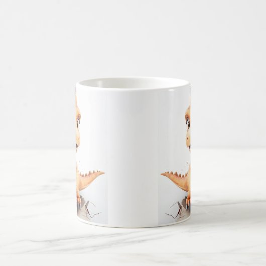 ベージュよくはしゃぐの壁の亀裂を突破した恐竜 コーヒーマグカップ (中央)