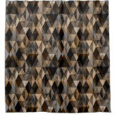 ベージュを使用したテクスチャ付き菱形ブラウン シャワーカーテン (正面)