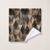 ベージュを使用したテクスチャ付き菱形ブラウン バスタオルセット (ウォッシュタオル)