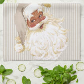 ベージュアイボリーヴィンテージサンタクロースオブカラー キッチンタオル (折り畳み)