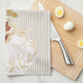 ベージュアイボリーヴィンテージサンタクロースオブカラー キッチンタオル (四つ折り)