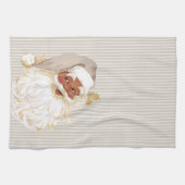 ベージュアイボリーヴィンテージサンタクロースオブカラー キッチンタオル (横)