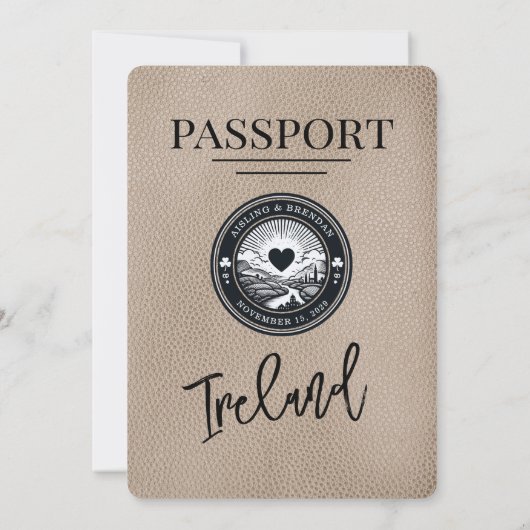 ベージュアイルランドパスポート結婚式招待状 招待状 (裏面)
