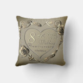 ベージュアニバーサリーバラハートフレーム1フォトスロー クッション (裏面)