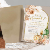 ベージュアンドアイボリーボホ秋ブランチ誕生日 招待状