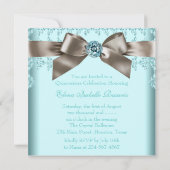 ベージュアンドエレガントティール(緑がかった色)ブルーキンセアニェラ 招待状 (裏面)