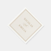 ベージュアンドシンプル金ゴールドクラシック結婚ズ スタンダードカクテルナプキン (角)