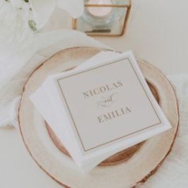 ベージュアンドシンプル金ゴールドクラシック結婚ズ スタンダードカクテルナプキン