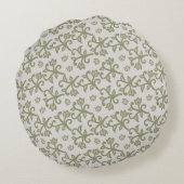 ベージュアンドセージグリーンエレガントフローラつる植物パッテン ラウンドクッション (裏面)