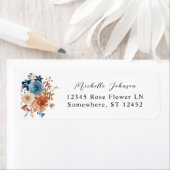 ベージュアンドダスティーブルーフローラ差出人住所ラベル2 ラベル (インサイチュ)