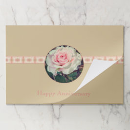 ベージュアンドピンクローズ紙ランチョンマット ペーパーパッド