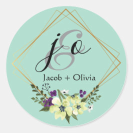 ベージュアンドピーチクリエイティブミニマル結婚リストカード ラウンドシール