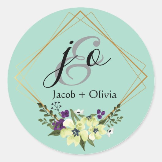 ベージュアンドピーチクリエイティブミニマル結婚リストカード ラウンドシール (正面)