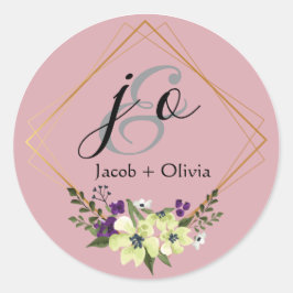 ベージュアンドピーチクリエイティブミニマル結婚リストカード ラウンドシール