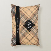 ベージュアンドブラウンタータンチェック アクセントクッション (正面(垂直))