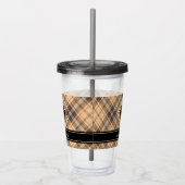 ベージュアンドブラウンタータンチェック アクリルタンブラー (右)