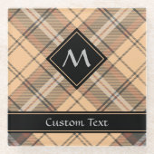 ベージュアンドブラウンタータンチェック ガラスコースター (正面)