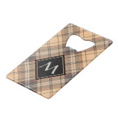 ベージュアンドブラウンタータンチェック クレジットカード栓抜き (正面アングル)