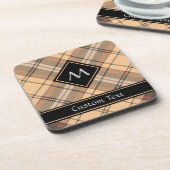 ベージュアンドブラウンタータンチェック コースター (左側)