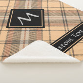 ベージュアンドブラウンタータンチェック シェルパブランケット (3/4)