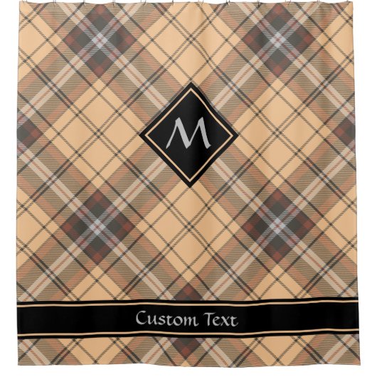 ベージュアンドブラウンタータンチェック シャワーカーテン (正面)