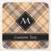 ベージュアンドブラウンタータンチェック スクエアペーパーコースター (正面)