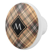 ベージュアンドブラウンタータンチェック セラミックノブ (右)