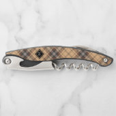 ベージュアンドブラウンタータンチェック ソムリエナイフ (正面)