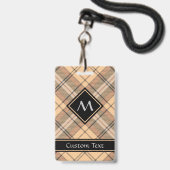 ベージュアンドブラウンタータンチェック バッジ (ストラップ付き表面)