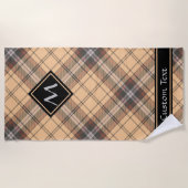 ベージュアンドブラウンタータンチェック ビーチタオル (正面)