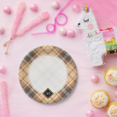 ベージュアンドブラウンタータンチェック ペーパープレート (パーティー)