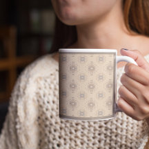 ベージュアンドブラウンプリントマグ