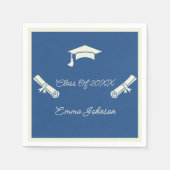 ベージュアンドブルー卒業カスタム紙 スタンダードカクテルナプキン (正面)