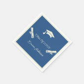 ベージュアンドブルー卒業カスタム紙 スタンダードカクテルナプキン (角)