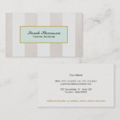 ベージュアンドホワイトストライプズブティックビジネスカード 名刺 (正面/裏面)