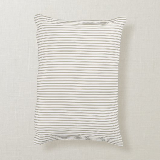 ベージュアンドホワイトチキングストライプ アクセントクッション (裏面(縦))