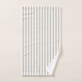 ベージュアンドホワイトチキングストライプ バスタオルセット (ハンドタオル)