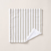 ベージュアンドホワイトチキングストライプ バスタオルセット (ウォッシュタオル)