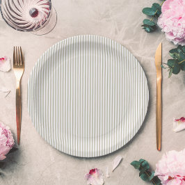 ベージュアンドホワイトチキングストライプ ペーパープレート