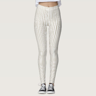 ベージュアンドホワイトチキングストライプ レギンス
