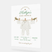 ベージュアンドライトグリーンベビーシャワー招待状 アクリルサイン (傾斜)