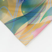 ベージュアンドライトブルー抽象芸術フローラ フリースブランケット (角)